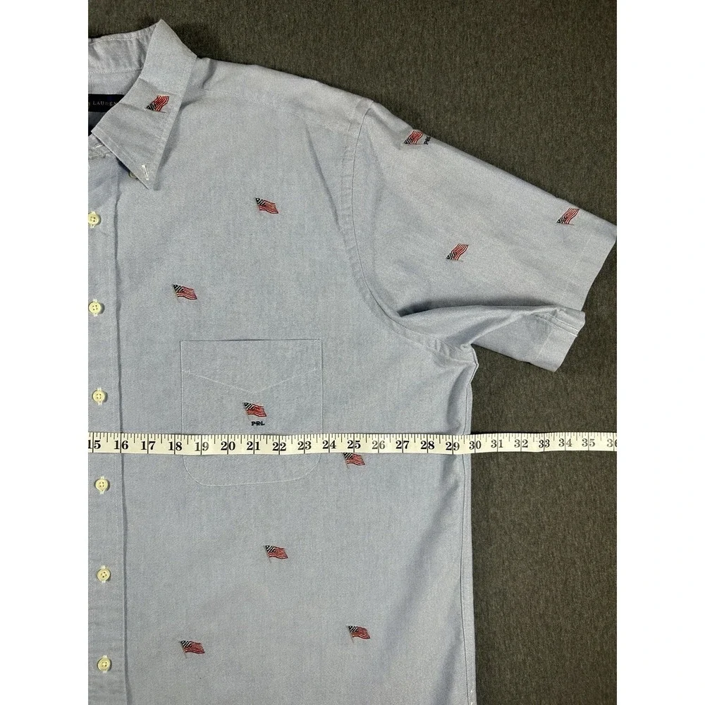 Polo Ralph Lauren Classic Fit Oxford American Flag All Over Embroidered Short Sl